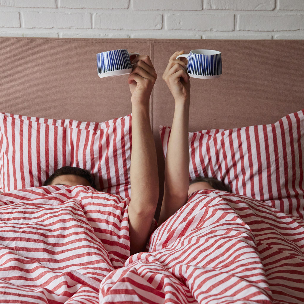 Linen pillowcase - Red stripe