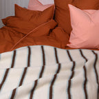 Wool Blanket - Light blue & cream stripe