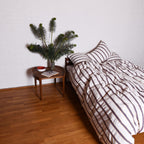 Cotton percale Bedding set- Cream dobby stripe