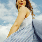 Cotton percale Bedding set- Blue shirt stripe