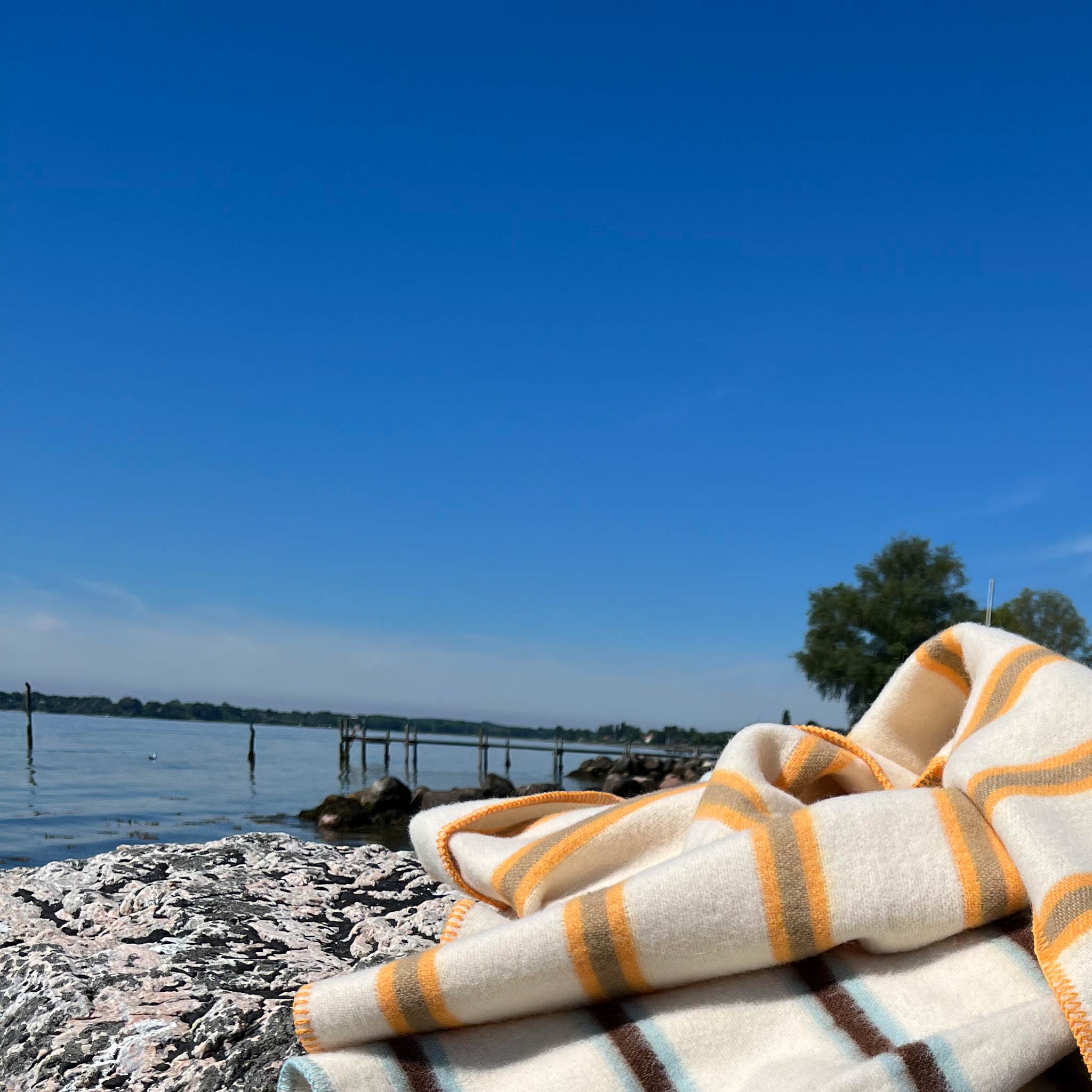 Wool blanket - Yellow & khaki stripe