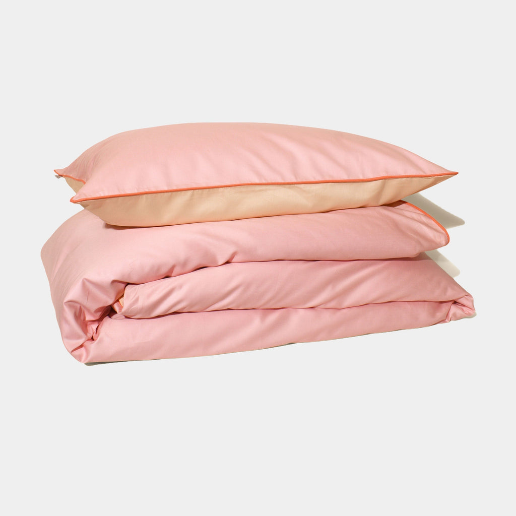 Cotton sateen Bedding set- Light pink & cream