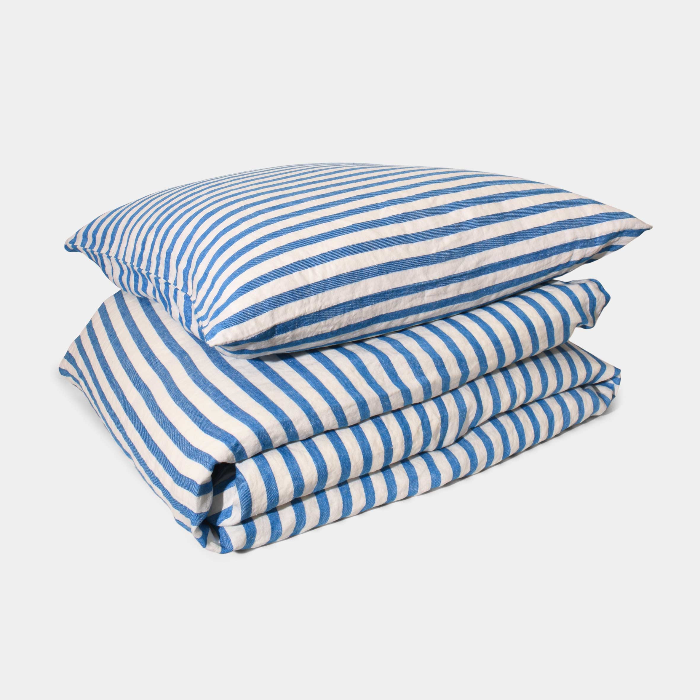Linen Bedding set - Blue stripe