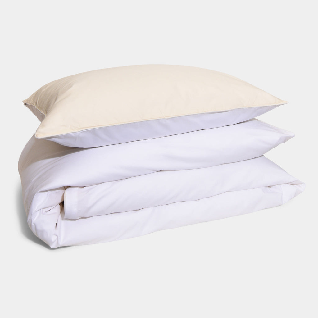 Cotton percale bedding set- Cream & white
