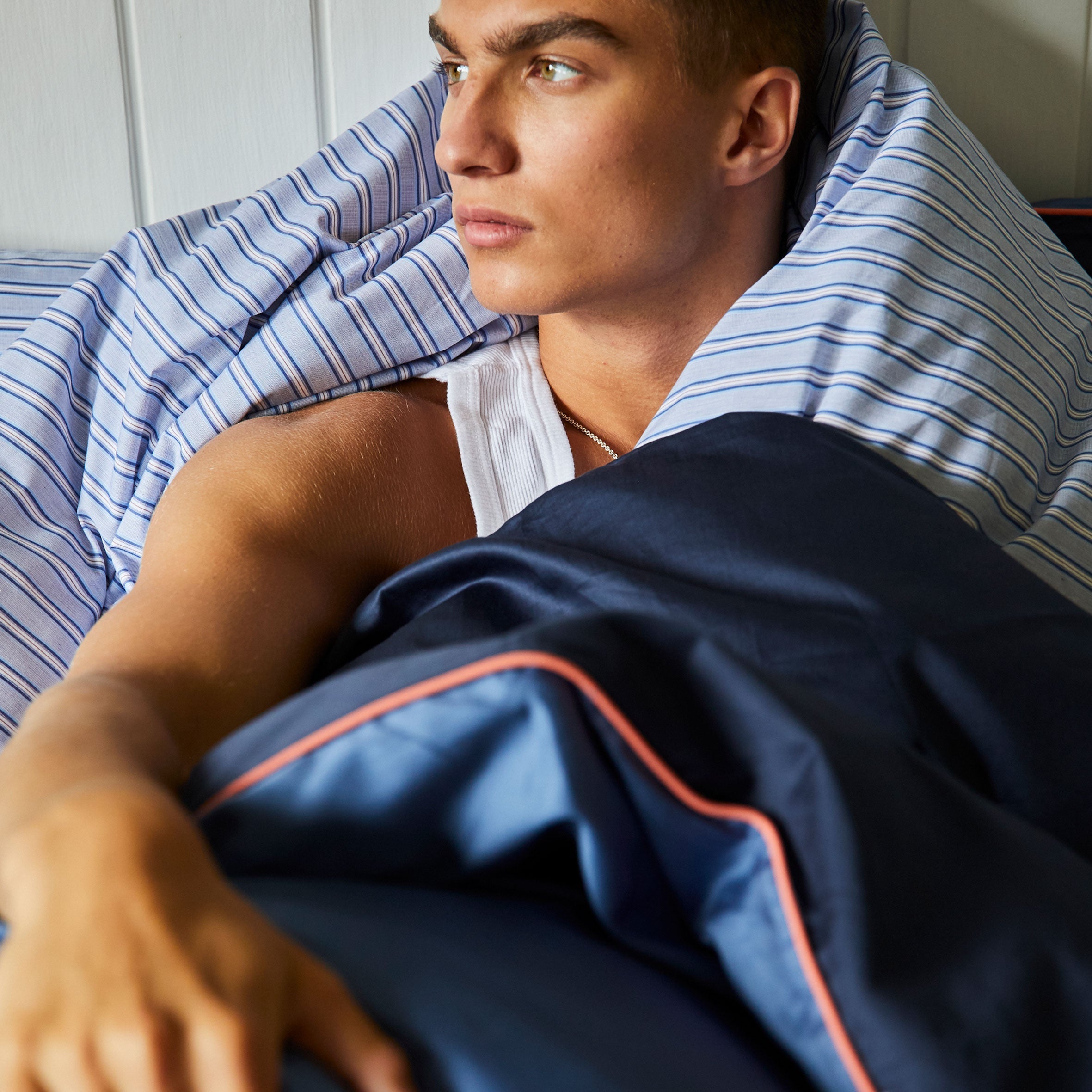 Cotton sateen pillowcase - Dusty blue