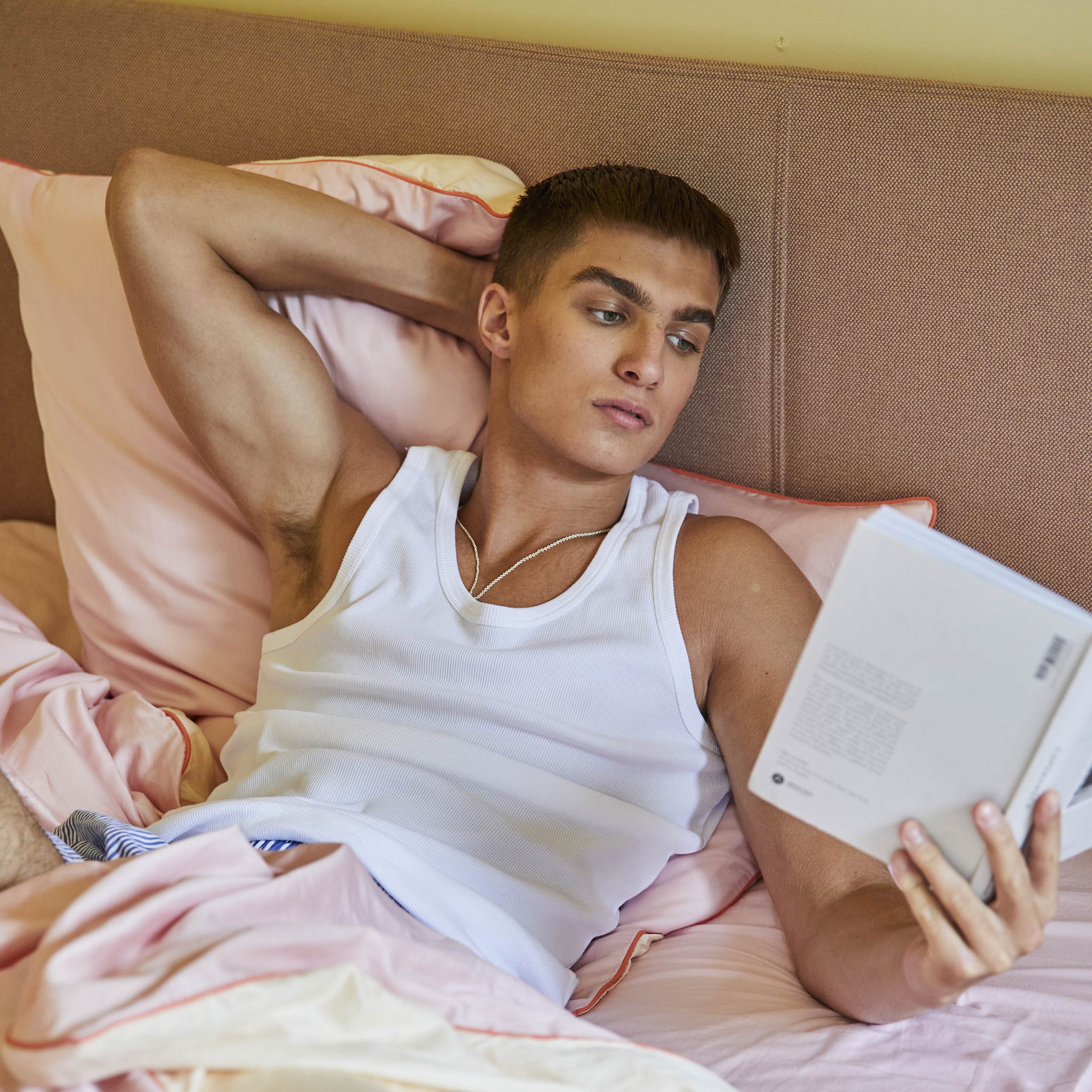 Cotton sateen Bedding set- Light pink & cream