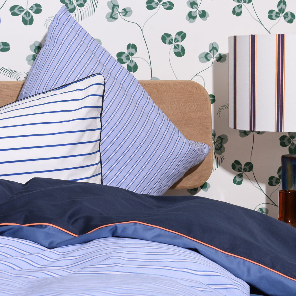 Cotton percale Bedding set- Blue shirt stripe