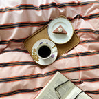 Cotton percale Bedding set- Pink dobby stripe