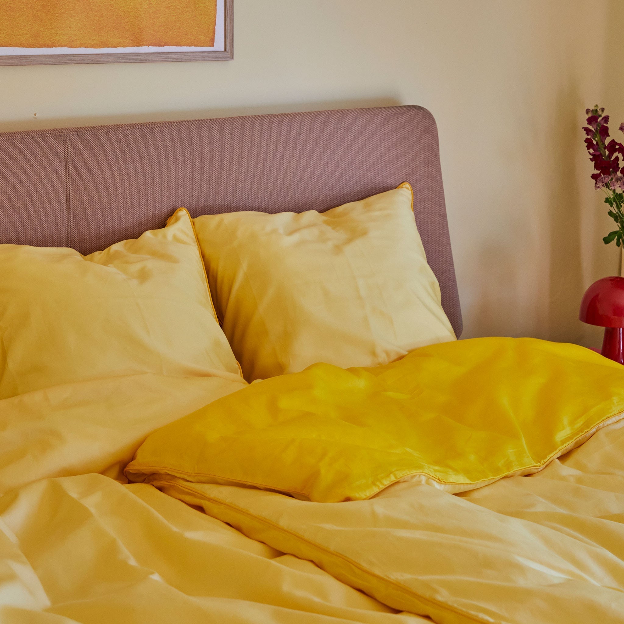 Cotton sateen pillowcase - Yellow